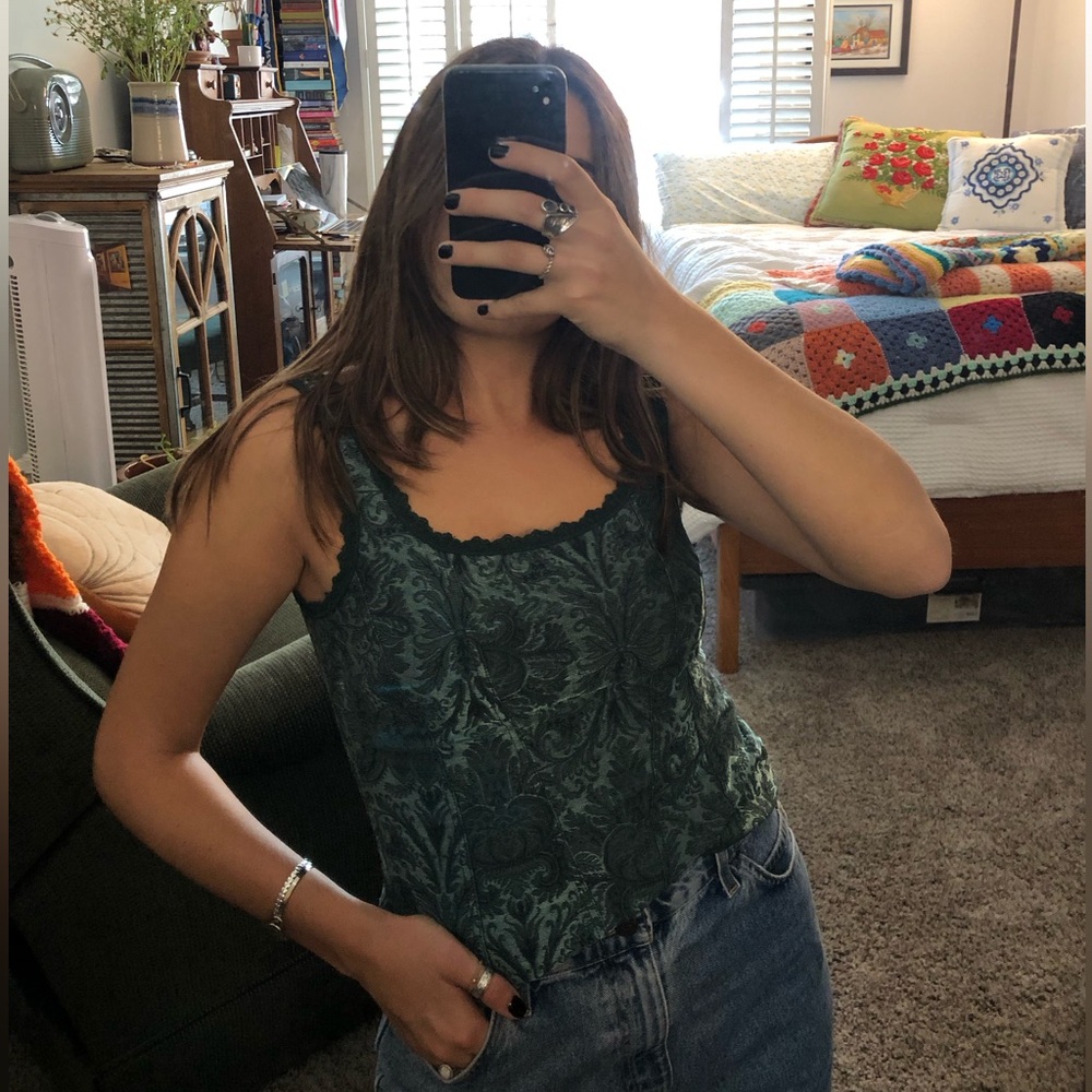 Green corset tank top